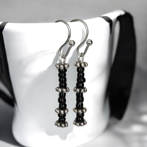 For $25💫Alternative Black Beaded Dangles Earrings - Picture 3 of 5